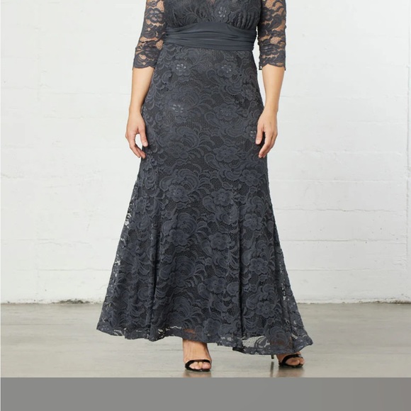 Kiyonna Navy Blue Screen Siren Lace Evening Gown - Picture 12 of 14